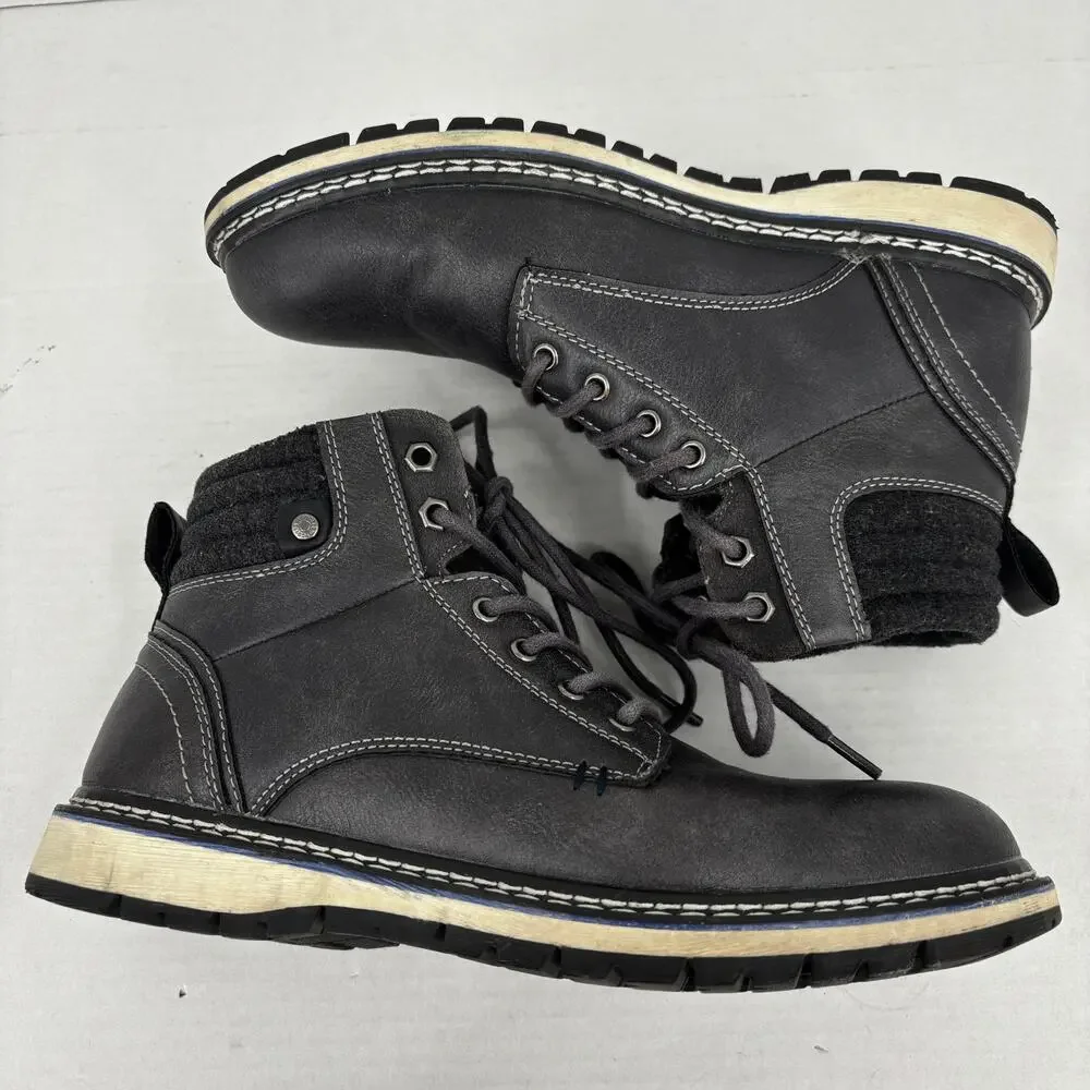 B-52 By Bullboxer Elyss Winter Boots Mens Size 8 Gray Black Lace Up Fleece Lined